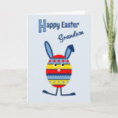 Het blauw van het het paaseikonijntje van de feestdagen kaart (Voorkant)