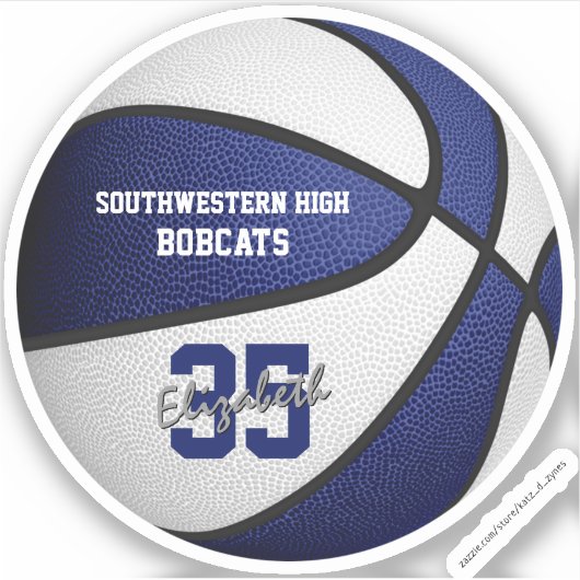 het blauw - witte basketbalteam bevoordeelt de par sticker (Voorkant)