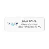 Het blauwe Adres van de Terugkeer van het Baby sho Etiket (Voorkant)