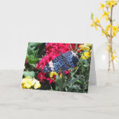 Het blauwe Afbeelding van de Vlinder in het Kaart (Gele Bloem)