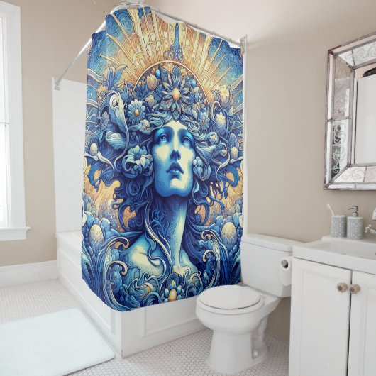 Het blauwe album Shower Curtain Douchegordijn (In situ)