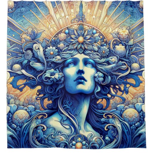 Het blauwe album Shower Curtain Douchegordijn (Voorkant)