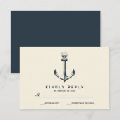 Het blauwe anker | Bruiloft RSVP Kaartje (Voorkant / Achterkant)