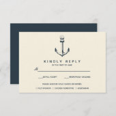 Het blauwe anker | Bruiloft RSVP met maaltijdkeuze (Voorkant / Achterkant)