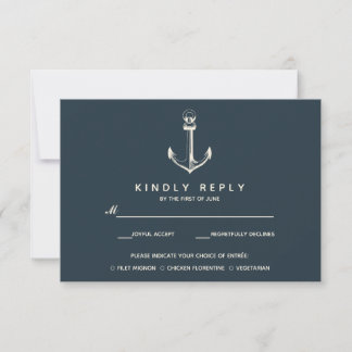 Het blauwe anker | Bruiloft RSVP met maaltijdkeuze Kaartje