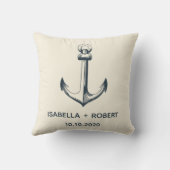Het blauwe anker | huwelijksaandenken kussen (Achterkant)