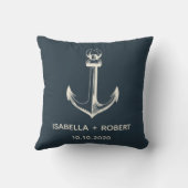 Het blauwe anker | huwelijksaandenken kussen (Achterkant)
