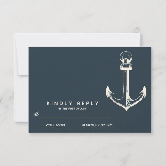 Het Blauwe anker | Huwelijksreactie RSVP Kaartje (Voorkant)