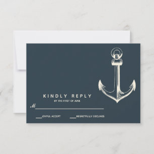 Het Blauwe anker Huwelijksreactie RSVP Kaartje