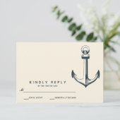 Het blauwe anker | Weddenschap RSVP Kaartje (Staand voorkant)