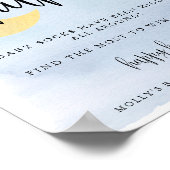 Het blauwe Baby shower Sock Hunt Game over de maan Poster (Hoek)