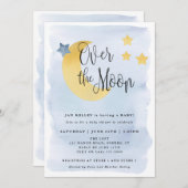 Het blauwe Baby shower van de Waterverf over de ma Kaart (Voorkant / Achterkant)