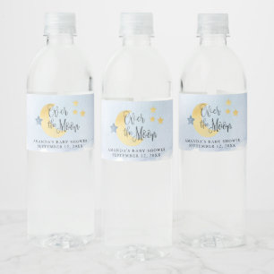 Het blauwe Baby shower van de Waterverf over de ma Waterfles Etiket