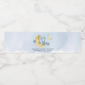 Het blauwe Baby shower van de Waterverf over de ma Waterfles Etiket (Enkel label)