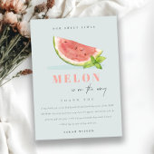 Het blauwe Baby shower van onze kleine Melon Water Bedankkaart