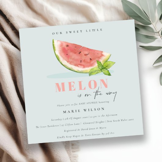 Het blauwe Baby shower van onze kleine Melon Water Kaart