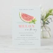 Het blauwe Baby shower van onze kleine Melon Water Kaart (Staand voorkant)