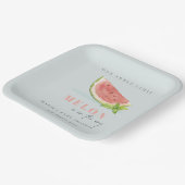 Het blauwe Baby shower van onze kleine Melon Water Papieren Bordje (Gebogen)