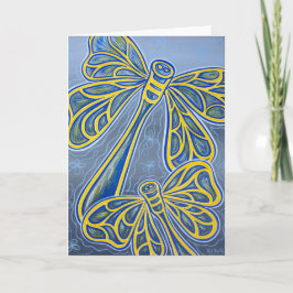 Het blauwe Begroeten van Libellen Kaart