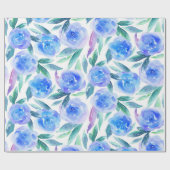 Het blauwe botanische patroon van de cadeaupapier (Vlak)