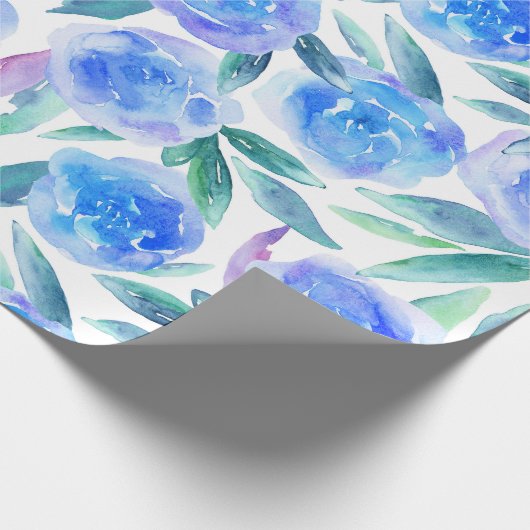 Het blauwe botanische patroon van de cadeaupapier (Hoek)