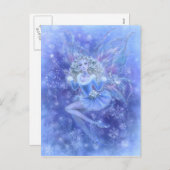 Het blauwe Briefkaart van de Fee van Kerstmis (Voorkant / Achterkant)