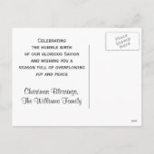 Het blauwe Briefkaart van de Geboorte van Christus (Achterkant)