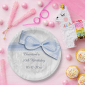 het Blauwe Damast van de 30ste Verjaardag en Boog Papieren Bordje (Feest)