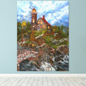 "Het blauwe deurlicht" Canvas Afdruk (Insitu (Houten vloer))