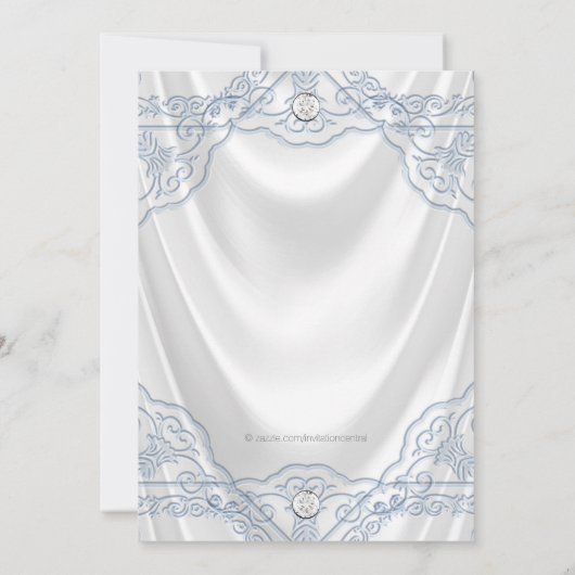 Het Blauwe Doopsel die van het baby Wit Satijn Kaart (Achterkant)