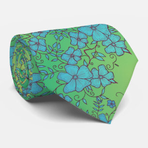 Het blauwe en Groene Patroon van de Bloem Stropdas