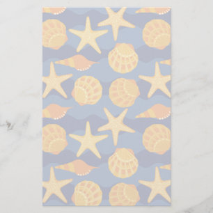 Het blauwe en Oranje Patroon van de Zeeschelp Briefpapier