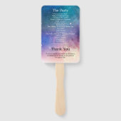 Het blauwe en roze weddenschap programma handwaaier (Achterkant)