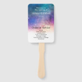 Het blauwe en roze weddenschap programma handwaaier (Voorkant)