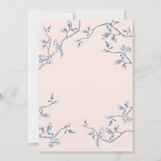 Het Blauwe en witte Franse Toile sparen de datum Kaart (Achterkant)