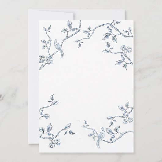 Het Blauwe en witte Franse Toile sparen de datum Kaart (Achterkant)