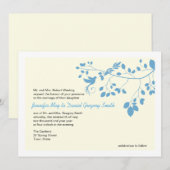 Het blauwe en witte huwelijk nodigt Tortelduifjes  Kaart (Voorkant / Achterkant)