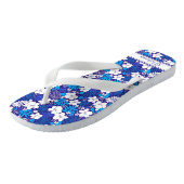 Het blauwe en Witte Patroon van Flora voegt Naam G Teenslippers (Schuin)