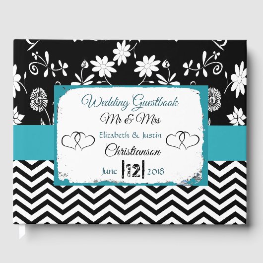 Het blauwe en zwarte Hearts Weddenschap Gastenboek (Voorkant)