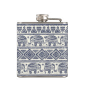 Het blauwe Etnische Patroon van de Olifant Heupfles (Achterkant)