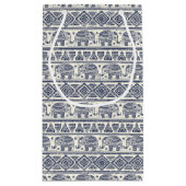 Het blauwe Etnische Patroon van de Olifant Klein Cadeauzakje (Achterkant)