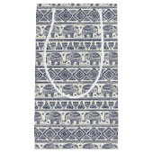 Het blauwe Etnische Patroon van de Olifant Klein Cadeauzakje (Voorkant)