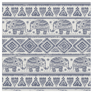 Het blauwe Etnische Patroon van de Olifant Stof