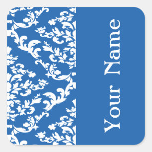 Het Blauwe Gewaagde Damast van het denim in Vierkante Sticker