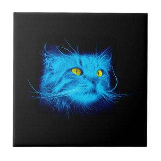 Het blauwe Gezicht van de Kat Tegeltje
