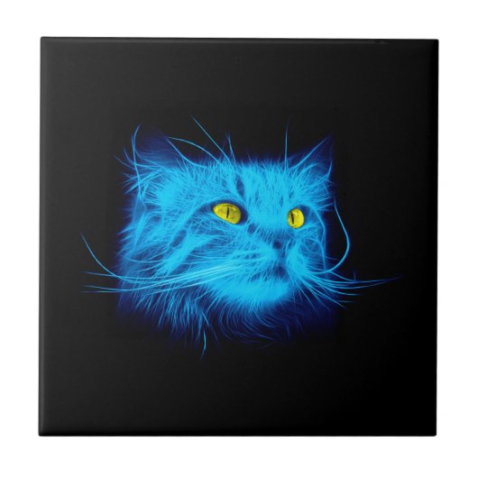 Het blauwe Gezicht van de Kat Tegeltje (Voorkant)