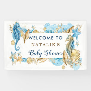 Het Blauwe Gouden Baby shower van het zee en van Spandoek