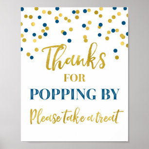 Het blauwe Gouden Bedankt van Confettien voor het Poster