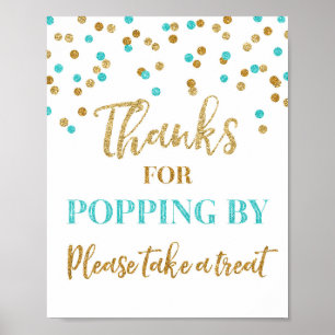 Het blauwe Gouden Bedankt van Confettien voor het Poster
