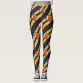 Het blauwe Gouden Patroon van het Football van de Leggings (Voorkant)